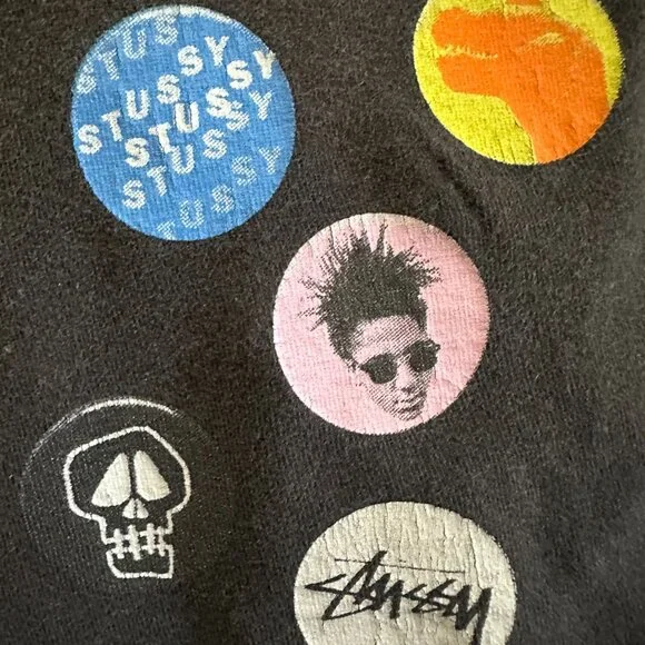 Stussy T Rex Skull Q Tip Men's Black T Shirt Size Small Cotton - Picture 2 of 4